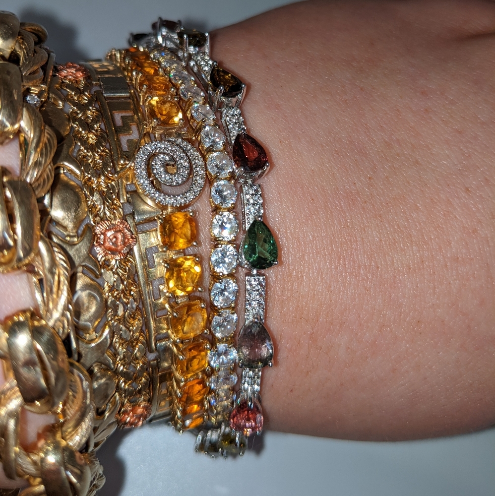 Multi-colored Tourmaline Gemstone Tennis Bracelet
